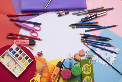 art supplies forming a circle